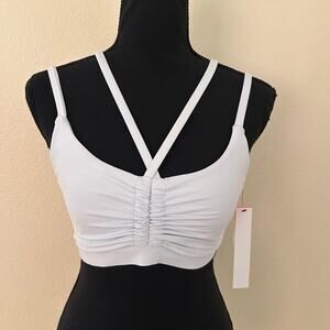 Aqua Athletic Mist Grayish White Padded Sports Bra Size S NWT